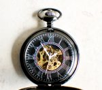 Bronze lion pocket watch, mechanical pocket watch in black. - Image 4