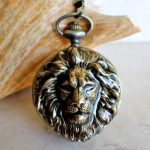 Lion Head Battery Operated Pocket Watch